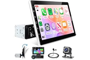 Rimoody Single Din Car Radio Stereo with Carplay Android Auto, Rimoody 10.1'' Touch Screen Carplay 1 Din with Bluetooth FM Ra