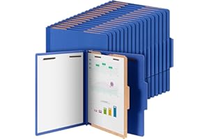 Skyygemm 48 Pcs Classification Folders Letter Size, 1 Divider Pressboard File Folder with Fasteners, Expanding Tax File Organizer Bulk for Teachers, Office, Church, Christmas Donations (Dark Blue)