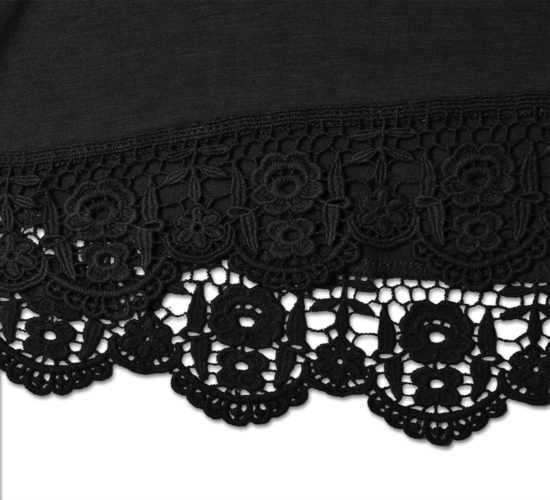 QIXING Women's Tops Short Sleeve/Long Sleeve Lace Trim O-Neck A Line Tunic Blouse at  Women’s Clothing store