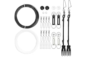 BLUEWING Upgraded Single/Double/Triple Outrigger Rigging Kit All-in-One Kit with 400lb Mono Line, Release Clips, Pulley, Snap Swivels, Crimps, Ball Stops and Rings for Outrigger Setup