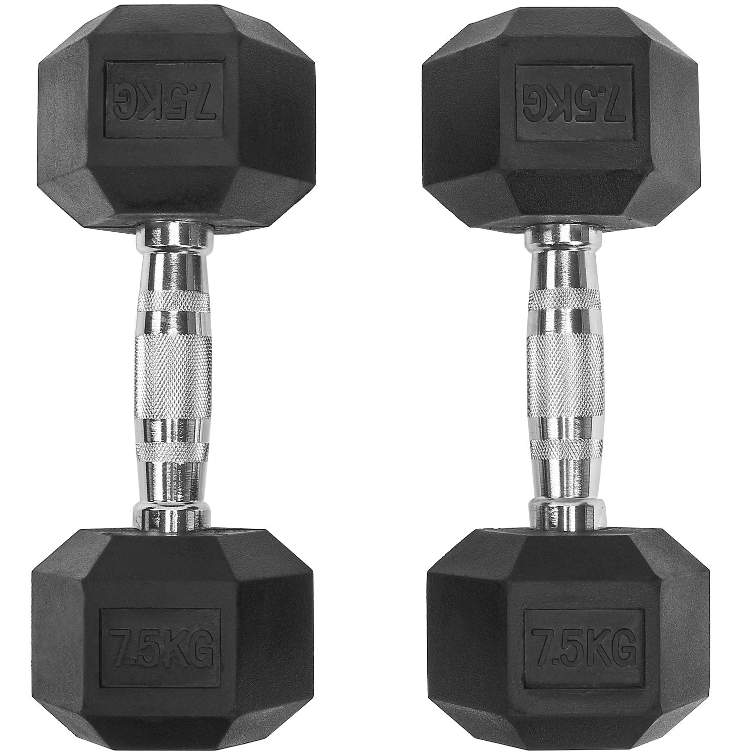 ACTIVE FOREVER Dumbbells Set of 2, Hex Dumbbells Pair, Black Rubber Hex Dumbbell, Household Rubberized Dumbells Set (2×7.5kg)