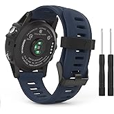 MoKo Band Compatible with Garmin Fenix 3/Fenix 5X, Soft Silicone Replacement Watch Band for Garmin Fenix 3/Fenix 3 HR/Fenix 5X/5X Plus/D2 Delta PX/Descent Mk1 - Midnight Blue