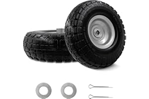 OEBYZWSL 10-Inch 4.10/3.50-4 Tire and Wheel Flat Free, Heavy Duty Solid Replacement Tire with 5/8" Bearings, for Wheelbarrows Hand Trucks Dollies Trolleys Generators, (2-Pack) (Gray)