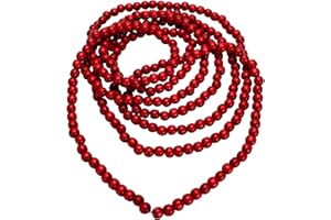 WILLBOND 16 Feet Christmas Wood Bead Garland Wooden Bead Garland for Christmas Tree Holiday Decoration