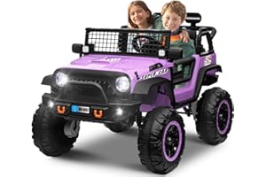 OTTARO 24V 4WD/2WD Switchable Ride on Cars, 2 Seater Kids Electric Vehicle Truck with 20 Inch Seater, 4x100W Motors, 4 Shock Absorbers, Music Play,Bright Light, Remote Control (Purple Pink)
