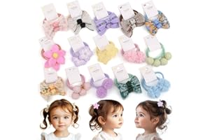 BIANHUAN Baby Hair Ties with Bows for Toddler - 1.2 Inch Elastic Ponytail Holders Small Hair Ties For Baby Girls Infants Hair Accessories 30 Pieces