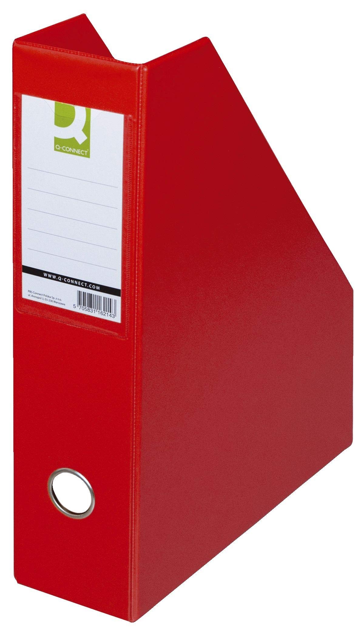 Magazine File Rack Q-CONNECT PVC A4/76 Red/Document Archiving/Type-A4/75 / Kind-Foldable/Material-Cardboard/PVC/Coating-Double-Sided/Label-Both Sides/Colour-Red/Format-A4