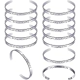 Funtery 12 Pcs Christian Bracelet Engraved Bible Verse Jewelry Easter Gift for Women Religious Baptism Inspirational Scripture Open Cuff Bangle Confirmation Gifts for Friend Encouragement(Classic)