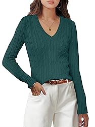 ANRABESS Womens Long Sleeve Cable Knit Sweater 2025