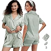 3Pcs Silk Pajamas XS-4XL Womens Satin Pajama Short Floral Sleepwear Bride Soft Pj Lounge Sets Pjs Shorts Set
