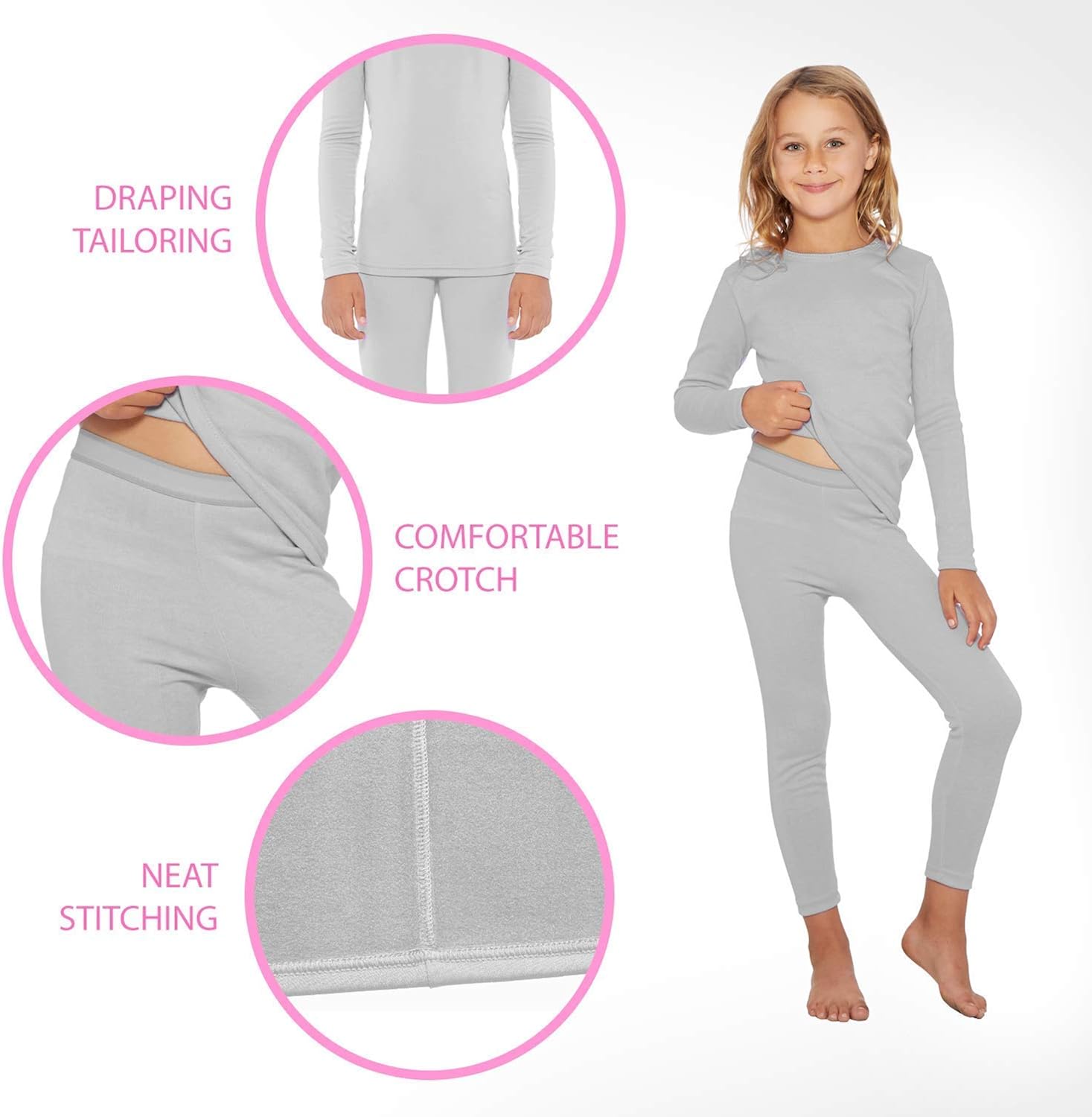 Rocky Thermal Underwear for Girls Fleece Lined Thermals Kids Base Layer Long John Set: Clothing