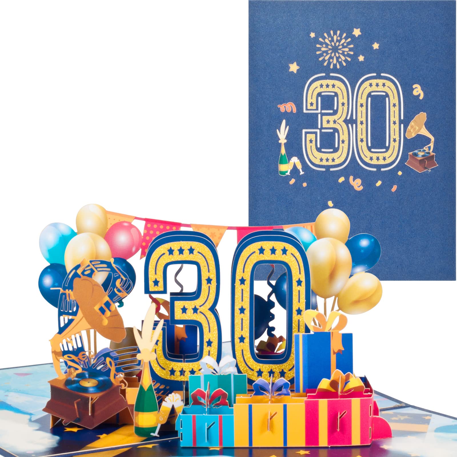 30th Birthday Pop Up Card, 3D Greeting Card for 30th Anniversary, Greeting Card for Birthdays, Marriages, Friendships, Workplace
