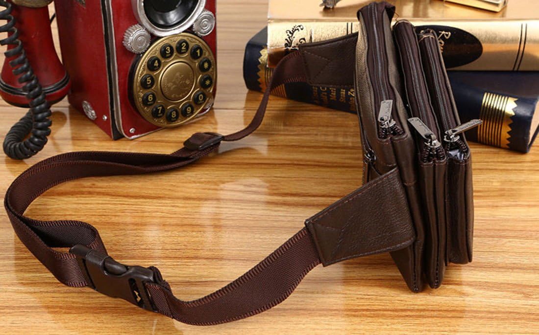 Leather Fanny Pack Waist Bag for Men Women Outdoor Travel Hunting Hiking Camping Hip Bum Belt Cell Phone Purse Wallet Pouch Coffee - Image 4