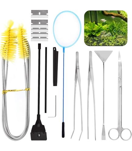 7 In 1 Aquarium Aquascaping Tool Kit, Stainless Steel Tweezer,Scissor