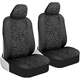 BDK Black Leopard Car Seat Covers for Front Seats, Animal Print Front Seat Cover Set with Matching Headrest, Sideless Design for Easy Installation, Fits Most Car Truck Van and SUV, (Pack of 2)
