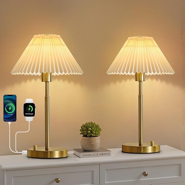 RUIYEY BEDSIDE TABLE LAMP SET OF 2: DIMMABLE...