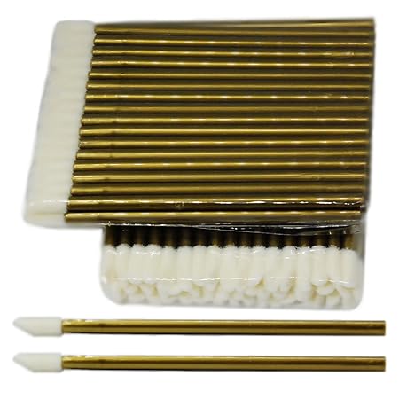 50 Stück Reinigungsstäbchen für die Wimpernverlängerung - Microblading - Microfaser und Fusselfrei - Lippenpinsel - in Gold
