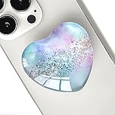 Ksadiye Expandiing Moblile Cell Phone Grip Heart Shape Glass Holder for Smartphones, Cellphone Collapsible Stand( Sliver Purple