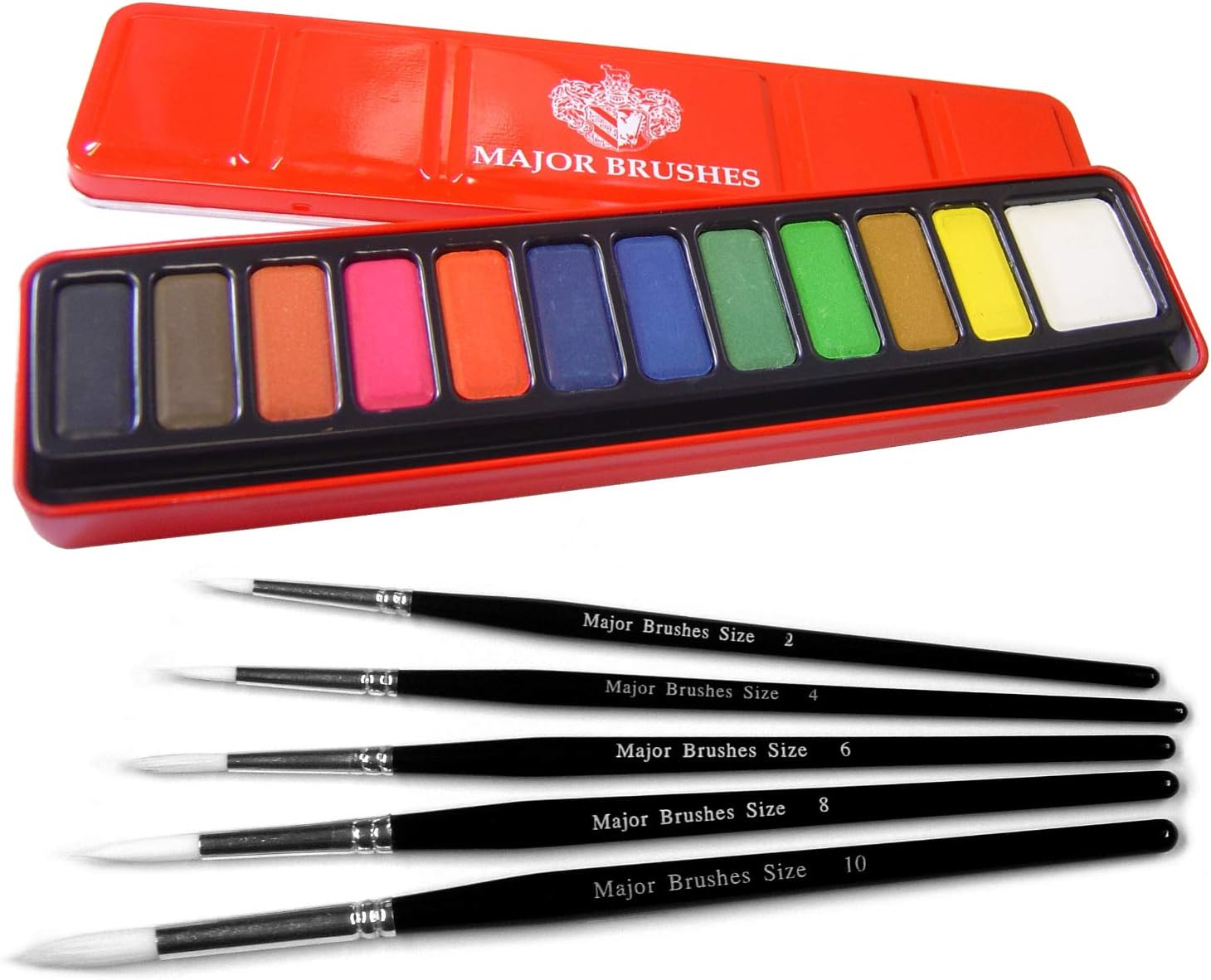 Major Brushes White Sable Round Brush Set of 5 Plus Artist Watercolour