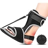 Plantar Fasciitis Night Splint with Massage Ball for Plantar Fasciitis Relief, Comfortable Plantar Fasciitis Brace for Achilles Tendonitis Heal Spur Foot-drop Flat-arch, Free Size for Men and Women - Black