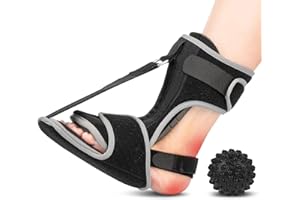 LAEOPKES Plantar Fasciitis Night Splint with Massage Ball for Plantar Fasciitis Relief, Comfortable Plantar Fasciitis Brace for Achilles Tendonitis Heal Spur Foot-drop Flat-arch, Free Size for Men and Women - Black