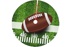 JIEKENMO Funny Sport Retro Grunge American Football Field And Ball Turf Grass 36 Inch Christmas Tree Skirt Carpet Mat Funny Party Soft Cover Mat Decor Supplies For Xmas Halloween Decorations Occasion Farmhouse