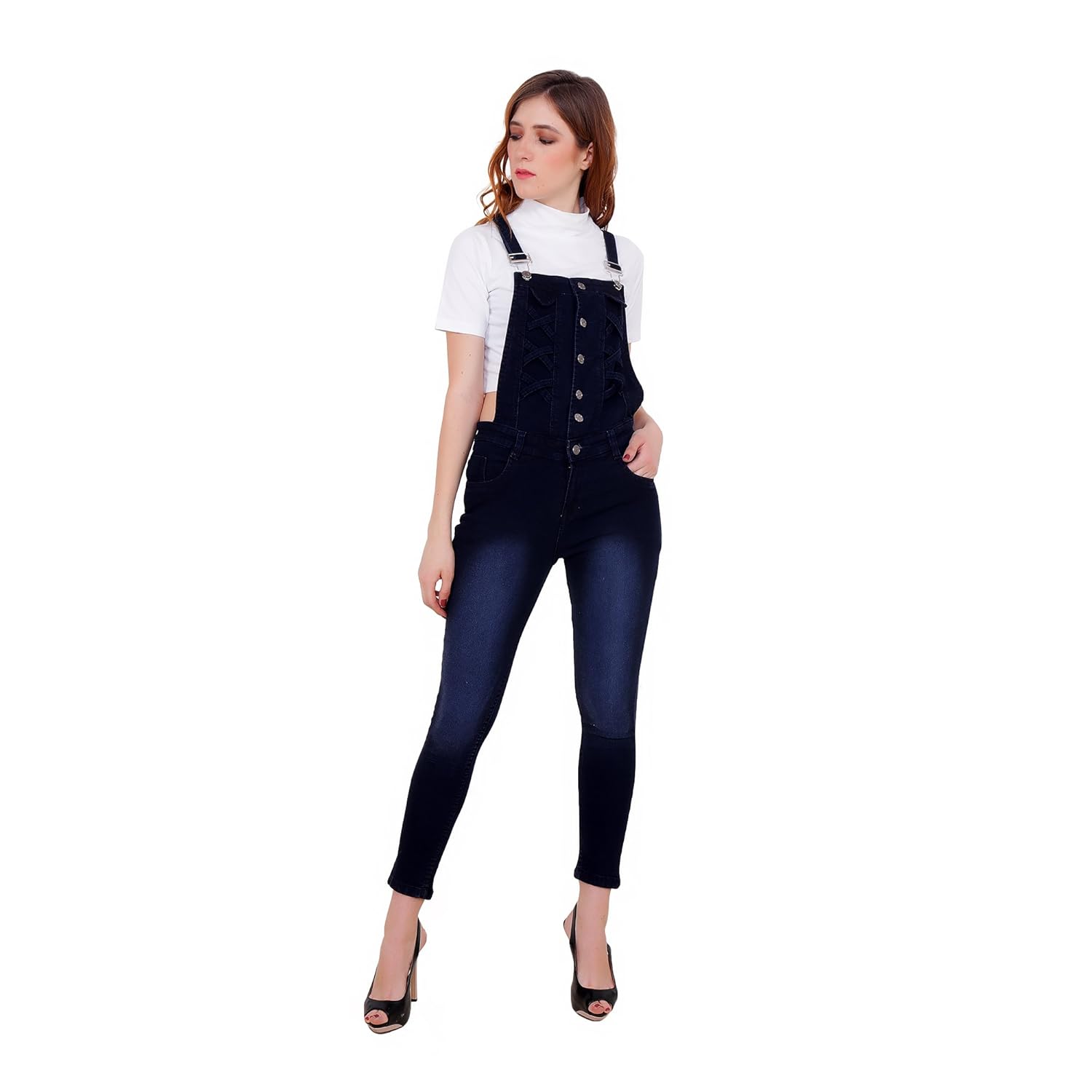 janoon women slim fit denim dungaree