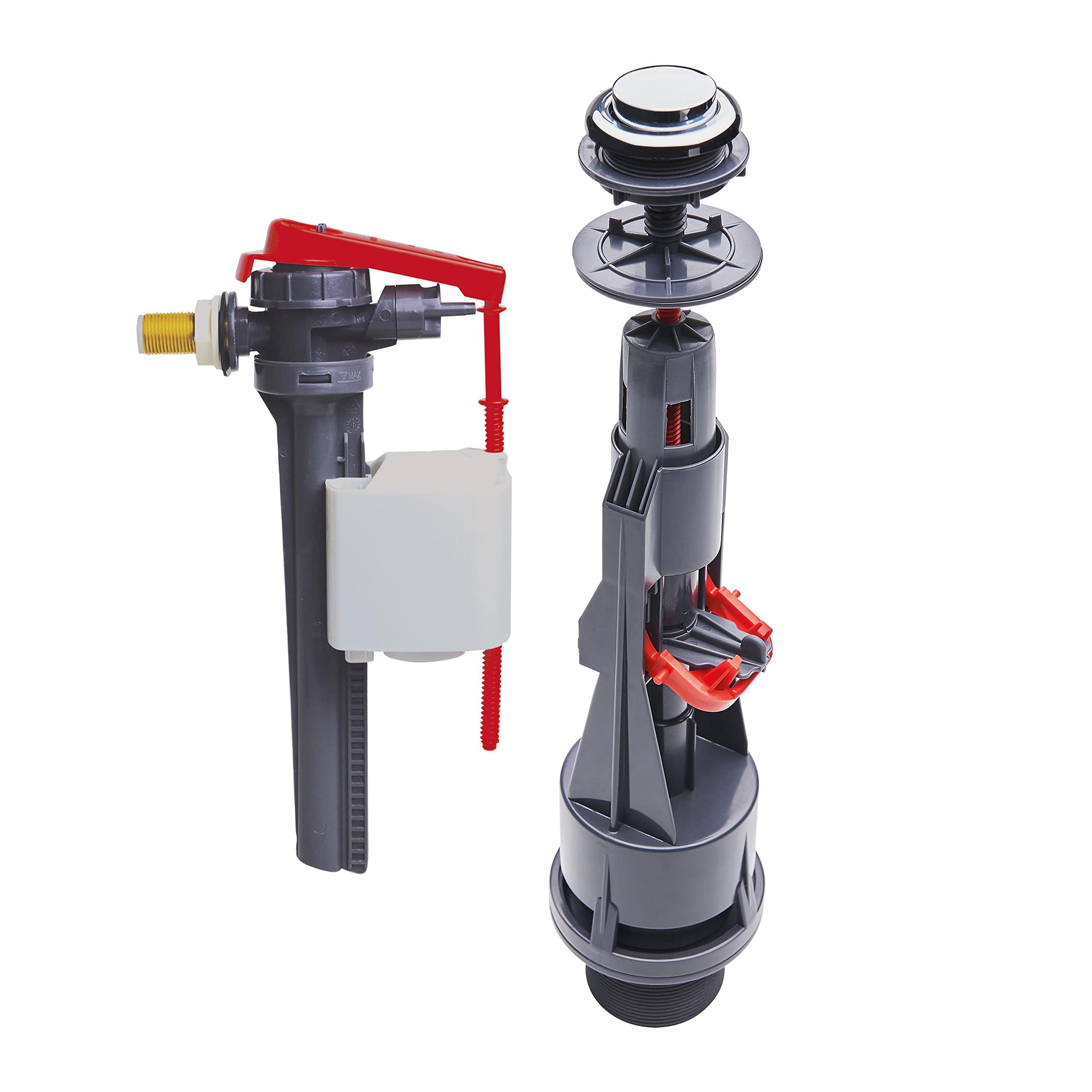 Wirquin 10723887 Aquacontrol Complete Toilet Flush Mechanism & Jollyfill Side Feed Float Valve, Grey