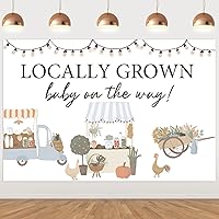 Picture of Locally Grown Baby Shower Backdrop, Vegetable and Fruit Gender Reveal Decorations, Farmer's Market Baby Shower Decorations Backdrop for Kids Boy Girl Gender Reveal Photography Background