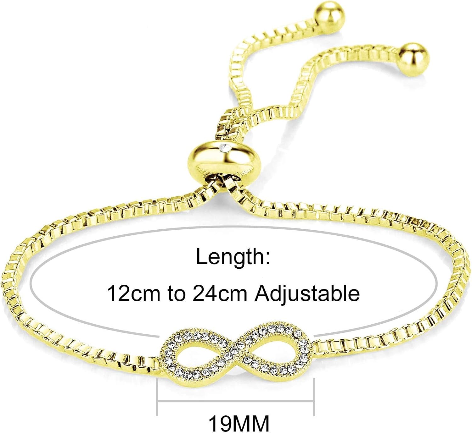 Philip Jones 18k Gold Plated Infinity Friendship Slider Set Created with Zircondia® Crystals, Adjustable - Image 5