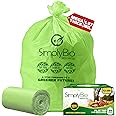 Simply Bio 30-33 Gallon Compostable Trash Bags Liners Flat-Top, Heavy Duty Extra Thick 1.57 Mil, 124.92 Liter, 30 Bags, Lawn, Yard, and Restaurant Use, ASTM D6400, US BPI, OK Compost Home Certified