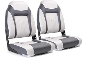 NORTHCAPTAIN S1 Deluxe A Pair of Marine High Back Folding Fishing Boat Seat,Stainless Steel Screws Included,Light Grey/Charcoal(2 Seats)