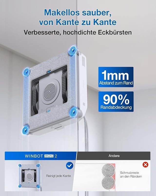 WINBOT Mini 2 Fensterputzroboter mit Eckbürsten