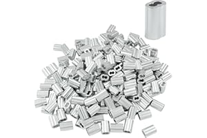 Murtenze 250Pcs 1/16" Wire Rope Sleeve, Aluminum Cable Crimp Sleeves, Crimping Loop Sleeve for Cable and Wire Rope Crimp Double Barrel Crimp Sleeves(M1.5-1/16")