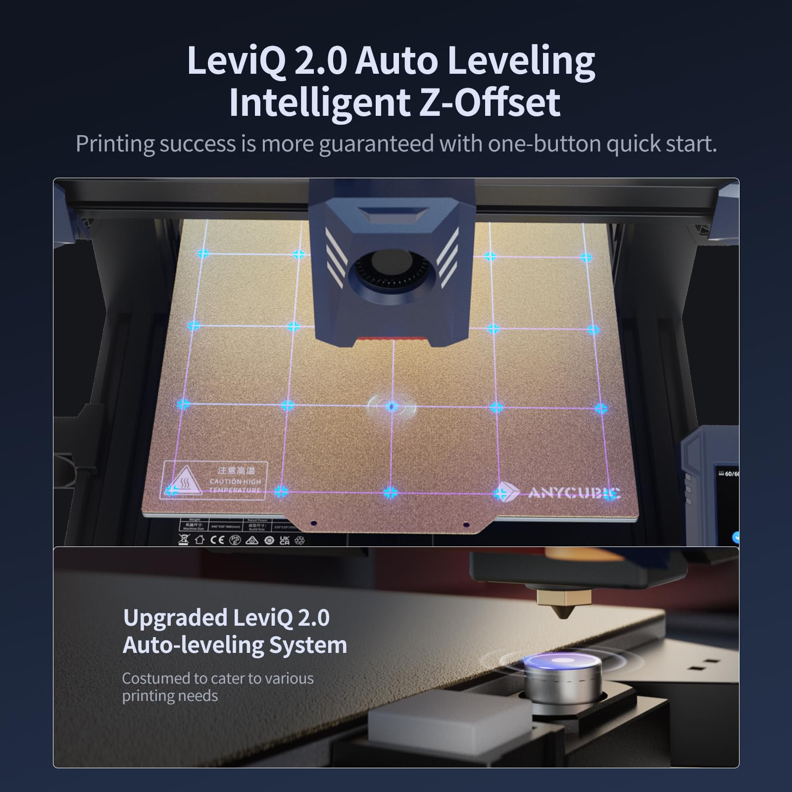 Anycubic 3D Printer Kobra 2 Pro, 500mm/s High-Speed Printing, High Power Powerful Computing New Structure, Upgraded LeviQ 2.0 Auto Leveling Smart Z-Offset, Print Size 8.7