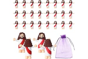 MORESIS Mini Jesus Figurines in Bulk 24 Pack Little Jesus Figures Pocket Size Jesus Mini Figure Religious Christ Savior Jesus for Church Hide Thanksgiving Day Sunday School Easter Eggs Stuffers
