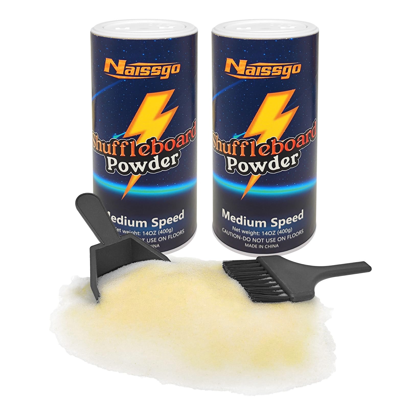 Photo 1 of Naissgo Shuffleboard Sand Wax Shuffleboard Powder Set with Small Brush & Pan, 2 Cans(2×14 oz)