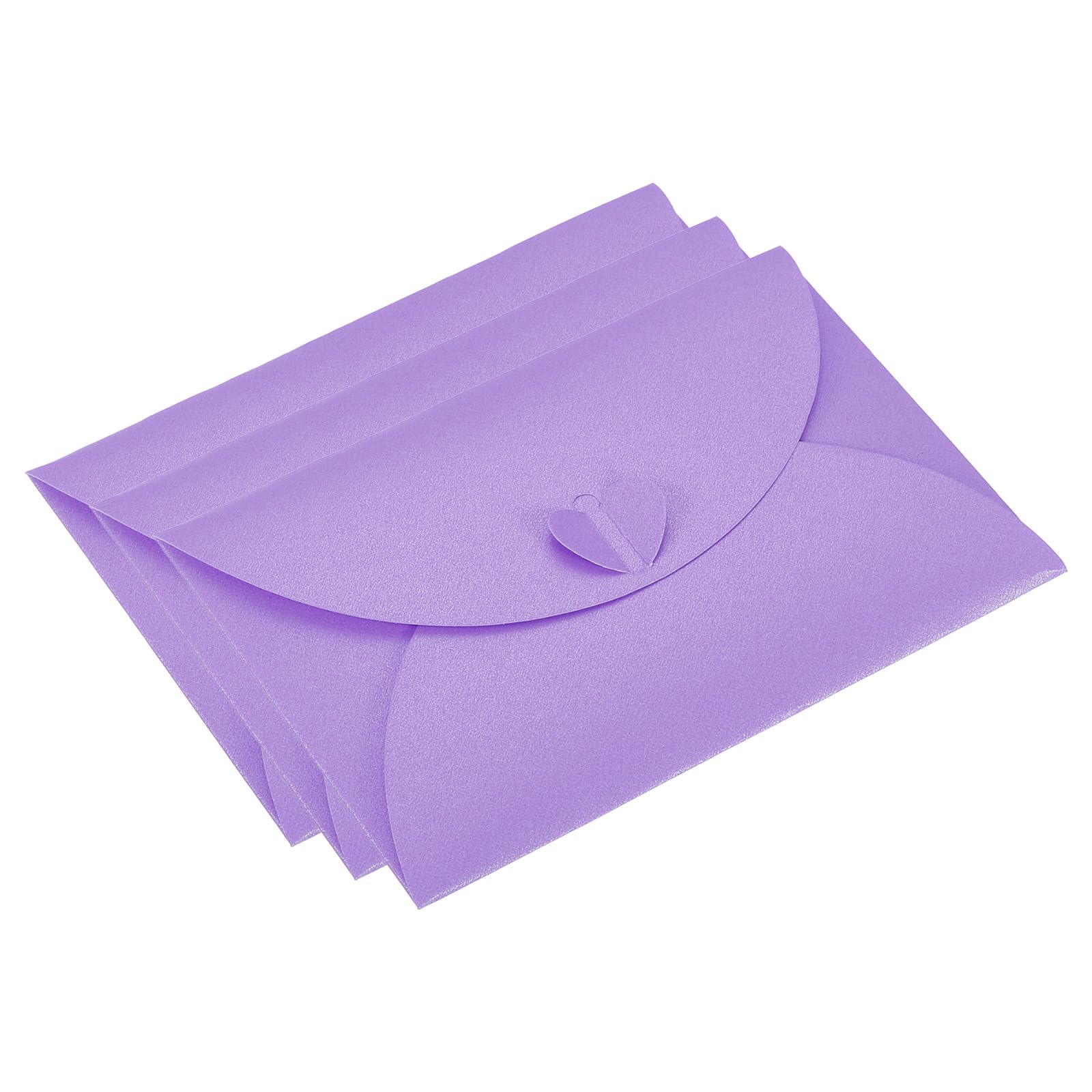 PATIKIL Gift Card Envelopes, 50 Pack Heart Shaped Clasp Photo Gift Card Holders Mini Envelope for Birthdays Weddings, Purple