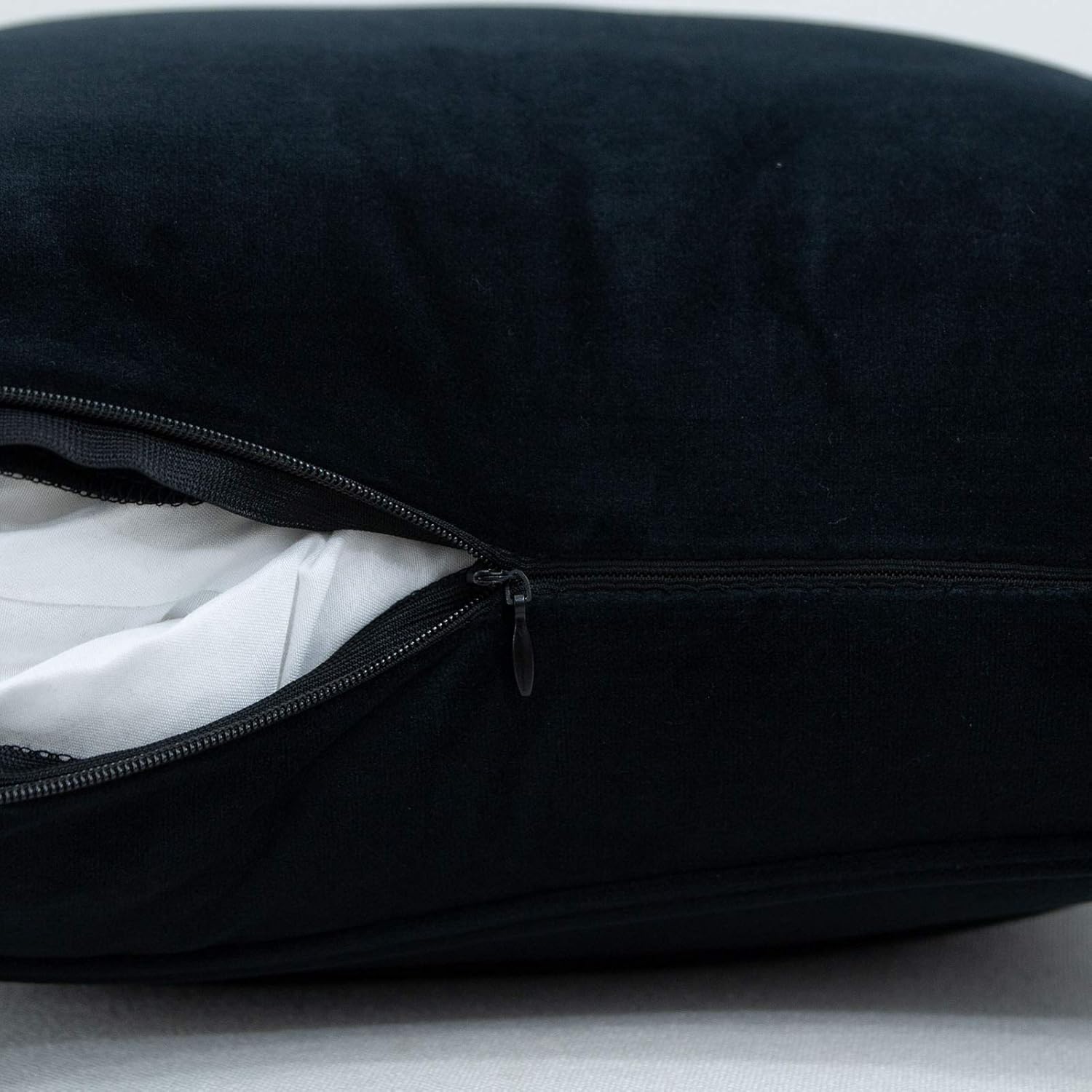 JUSPURBET Decorative Velvet Throw Pillow Covers with Velvet Striped,Pack of 2 Cushion Covers for Sofa Couch Bed,20x20 Inches,Black: Home & Kitchen