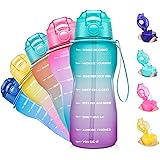 Giotto Large Half Gallon/64oz Motivational Water Bottle with Time Marker & Straw,Leakproof Tritan BPA Free Water Jug,Ensure Y