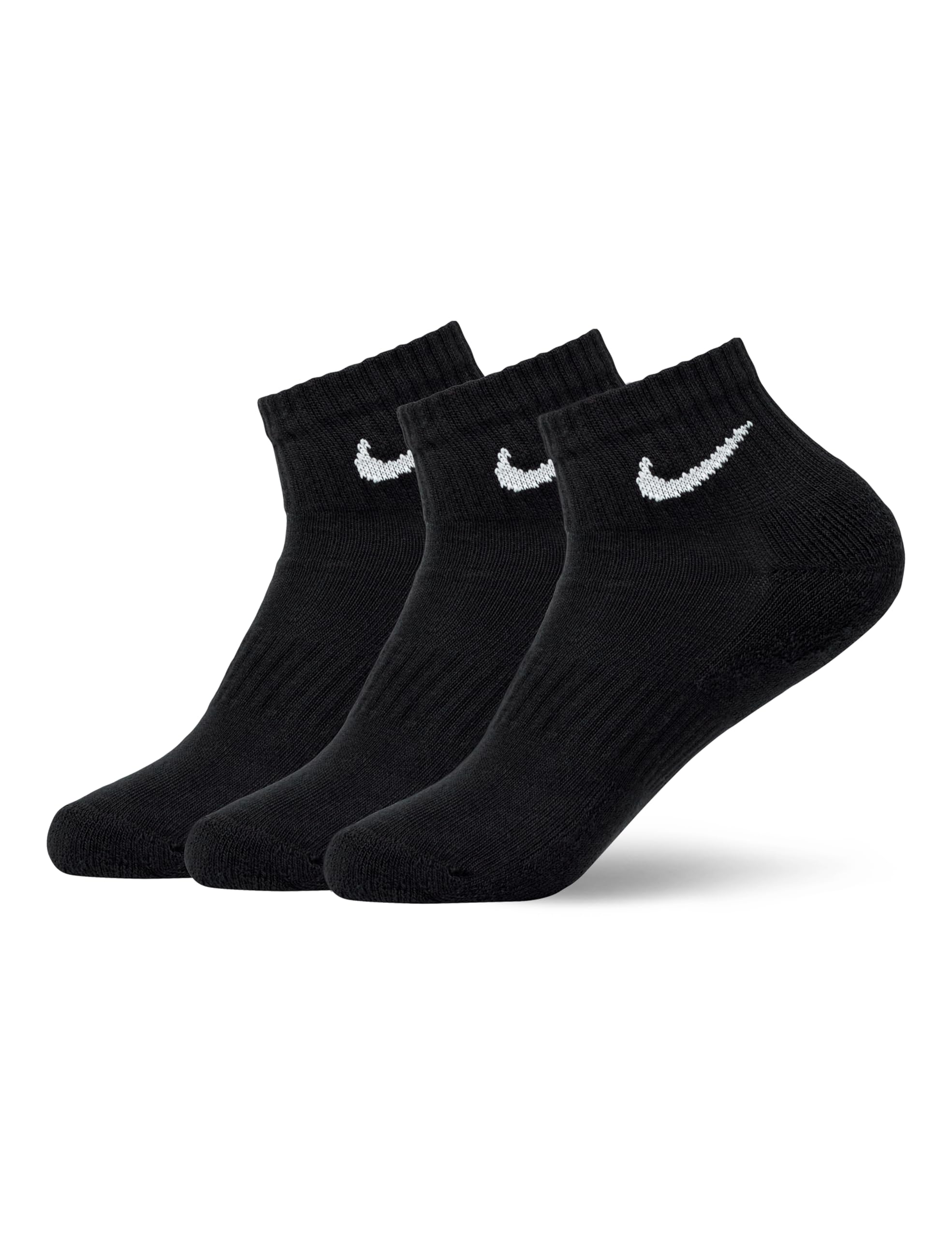 Photo 1 of ****MISSING SOCKS**Nike Unisex Everyday Cushioned Training Ankle Socks (3 Pairs), Black/White, Medium