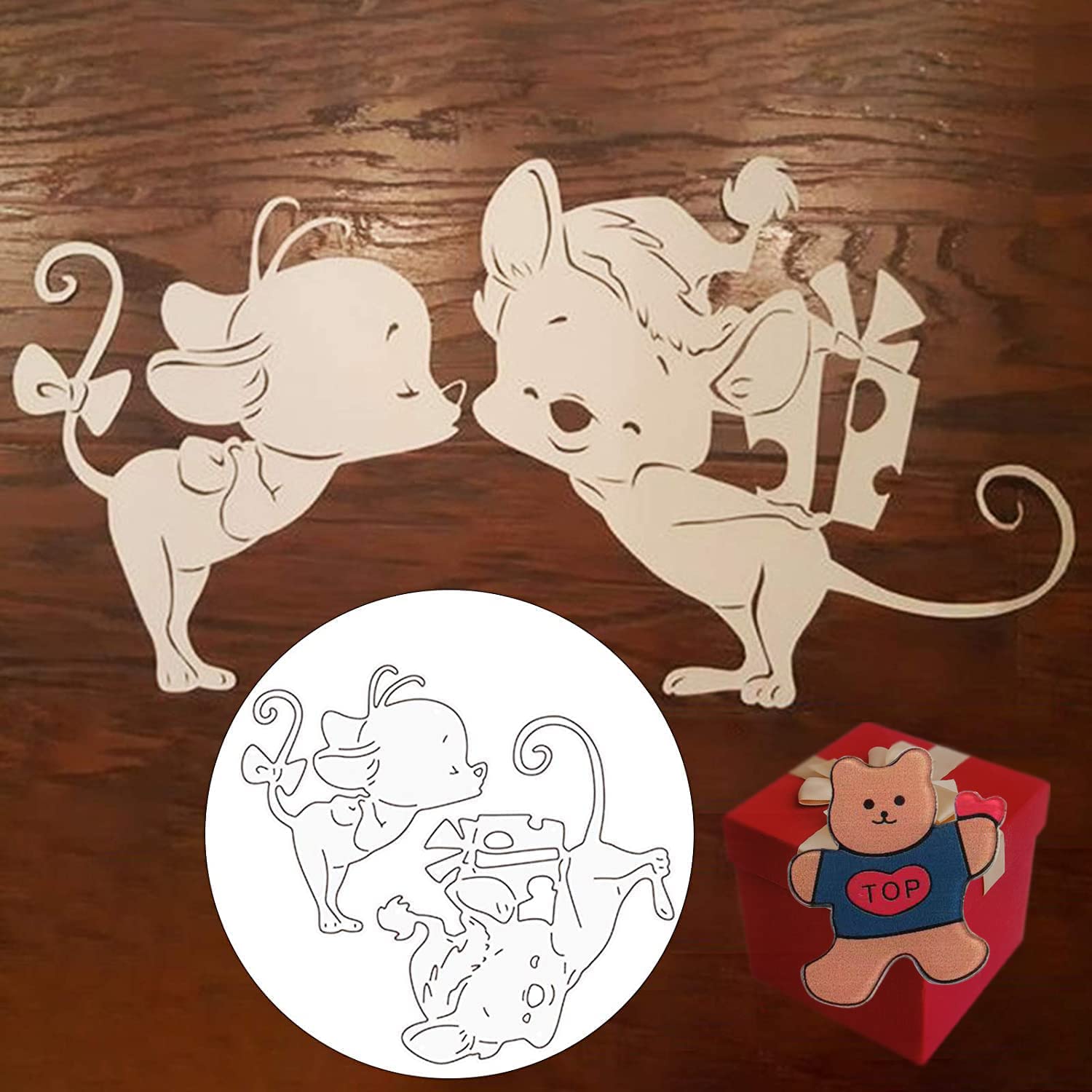 Cute Mice Cutting Dies for Card Making，Cute Mice Cutting Dies Cut Stencils for DIY Scrapbooking Photo Album Decorative Embossing Paper Dies for Card Making Templated+Cute Brooch Pin (Cartoon Mouse004)