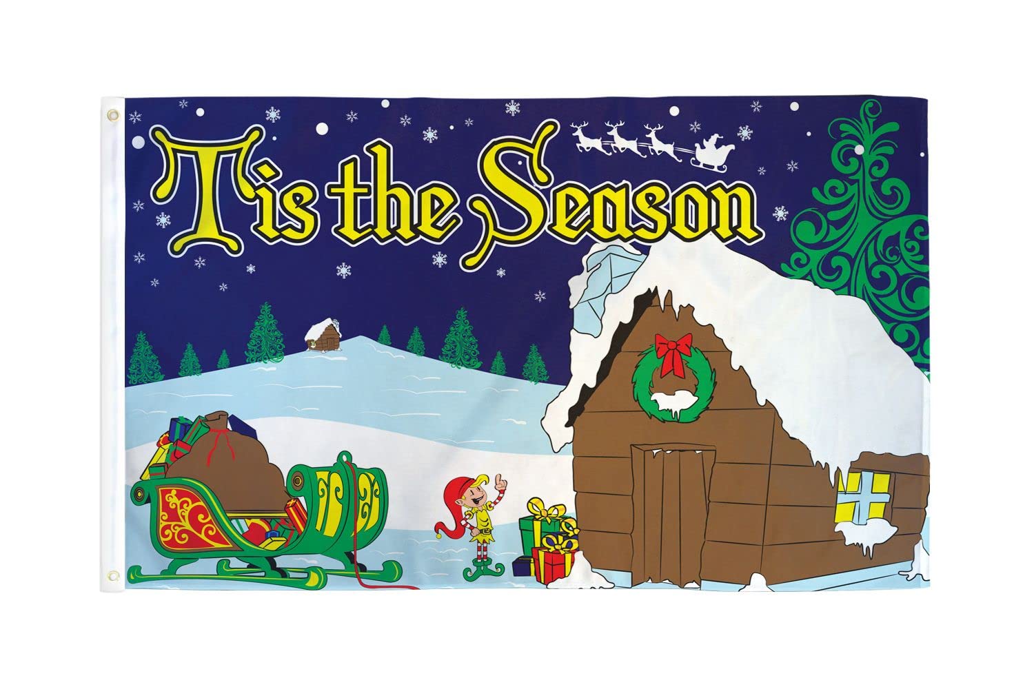 AZ FLAG - Tis The Season Flag - 3x5 Ft - 100D Polyester Winter Christmas Banner with Two Metal Grommets - Fade Resistant - Vivid Colors - 3' x 5' Feet - 150x90 Cm