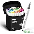 Ohuhu 48 Alcohol Brush Markers, Alcohol-based Double Nibs Brush & Fine, Sketch Markers for Artist Art Markers for Adult Color