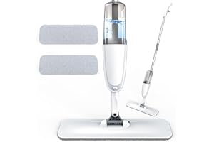 ScrubWiz Spray Mop, Wet Dry Hardwood Floor Cleaning Mop with 2 Washable Reusable Pads, with 500ML Sprayer for Tile, Wood, Laminate, Vinyl & Marble Floor Cleaning, Clean White