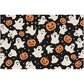 Halloween Ghost Area Rug 2x3 Orange Black White Cute Spooky Pumpkin Front Door Mat Fall Halloween Holiday Welcome Mat Indoor Outdoor Small Rugs for Entryway Kitchen Bathroom Living Room