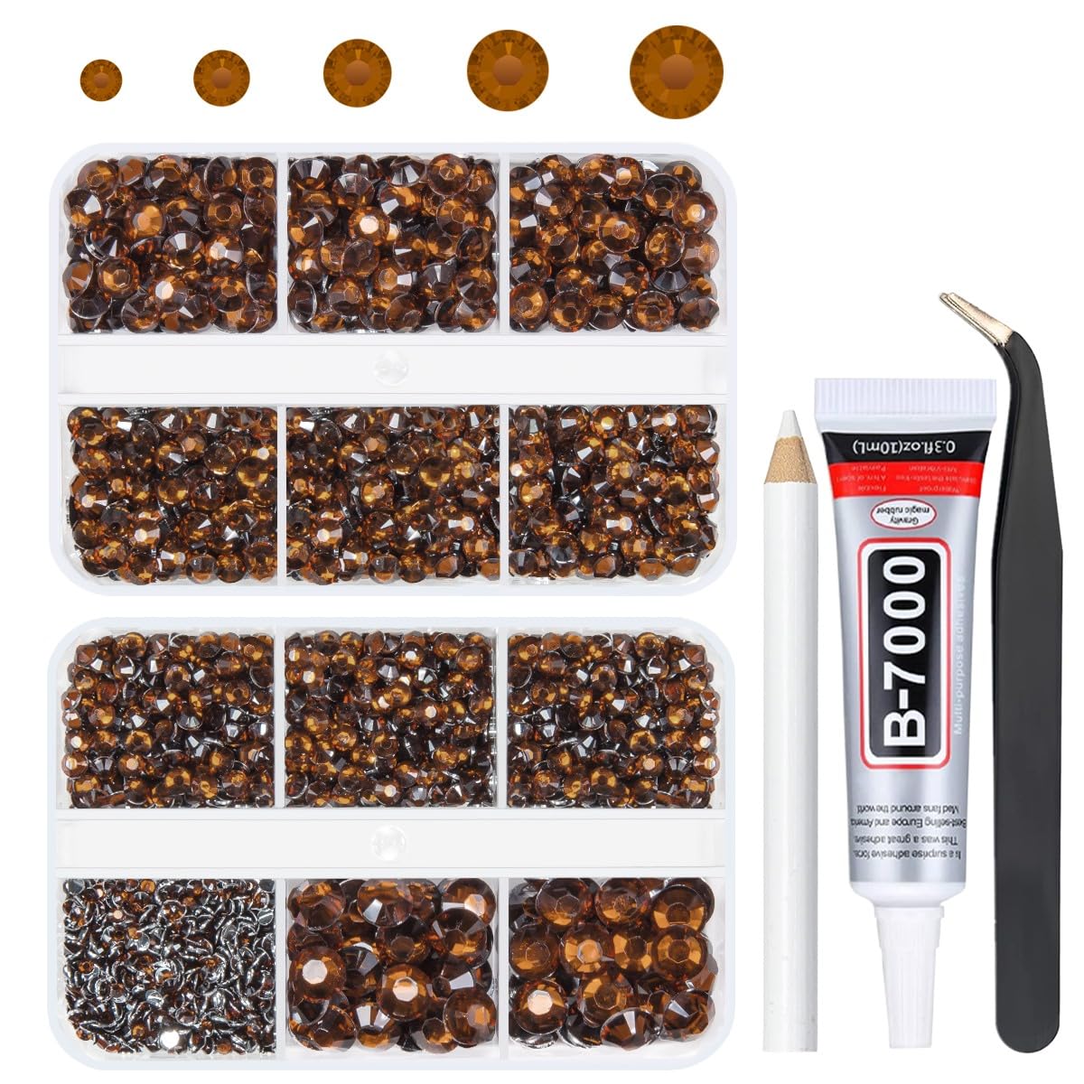 Photo 1 of qiipii 3060PCS Dark Brown Resin Rhinestones for Crafting Crystal Chocolate Stones Crystals Diamonds 2mm-6mm Non-Hotfix Gems Charms Supplies for Nails Face Eyes Makeup Tumblers DIY Crafts Clothes Shoes