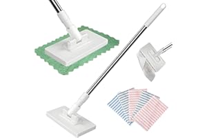 Snap Grip Mini Mop, Lazy Mops with One-Click Cloth Change, Locking Head with Sweeping Cloths for Wet & Dry Cleaning, Long Han