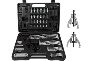 Angchun Gear Puller Set, 3" 4" 6" 8" Bearing Puller Kit Bearing Separator 2 Jaw & 3 Jaw Puller Set with Reversible Jaws Heavy Duty Gear Hub Pulley Puller Tool for Pulley Gear Bearing Flywheel Removal