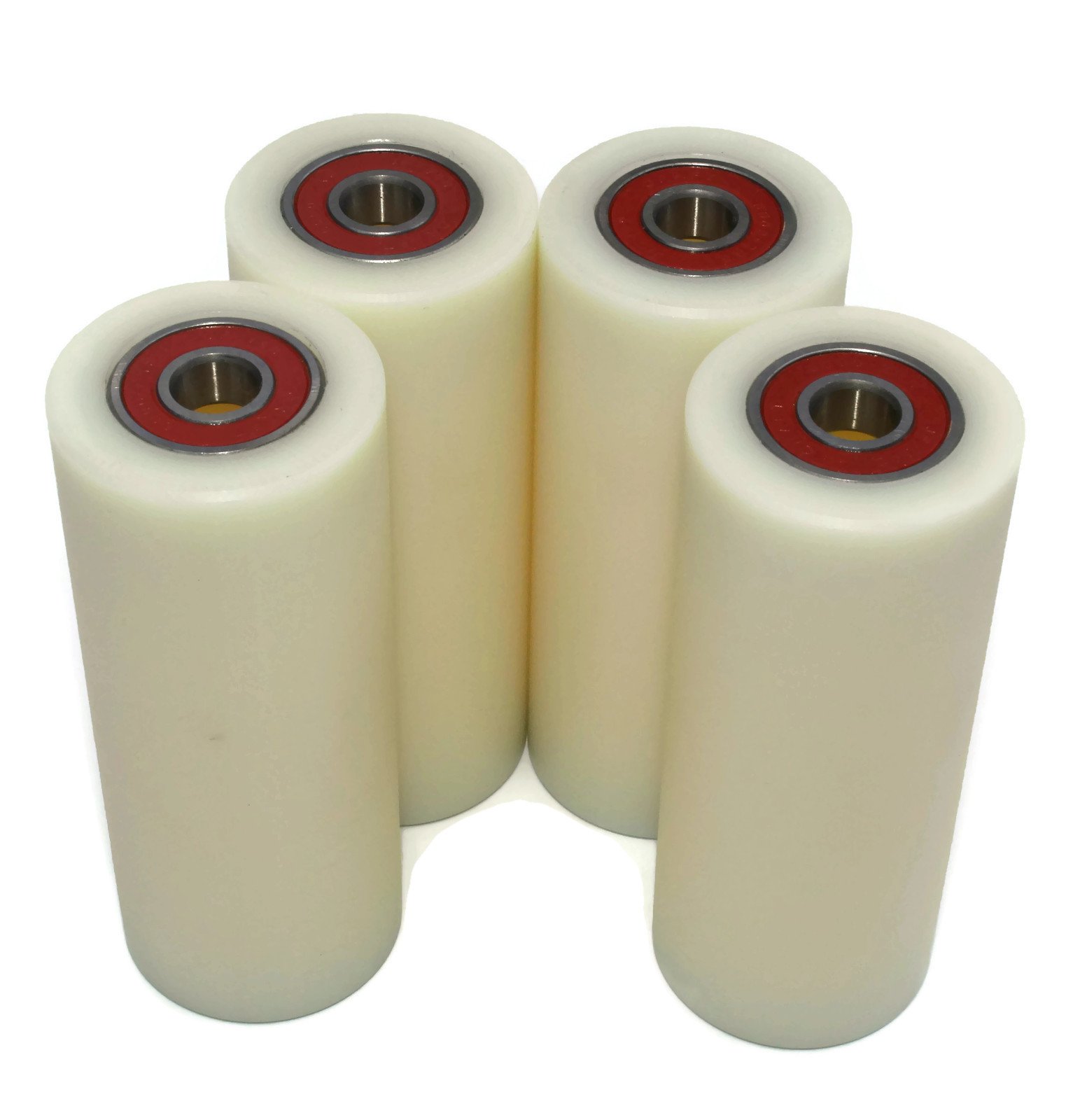 4 Pieces Nylon Polyamide Rollers 40 mm diameter 100 mm wide 10 mm bearing - UK Based Inventory - (40-100-10)